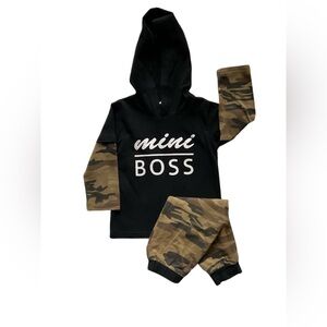 Mini Boss Outfit Hoodie Sweatshirt & Camouflage Pants Size 2T